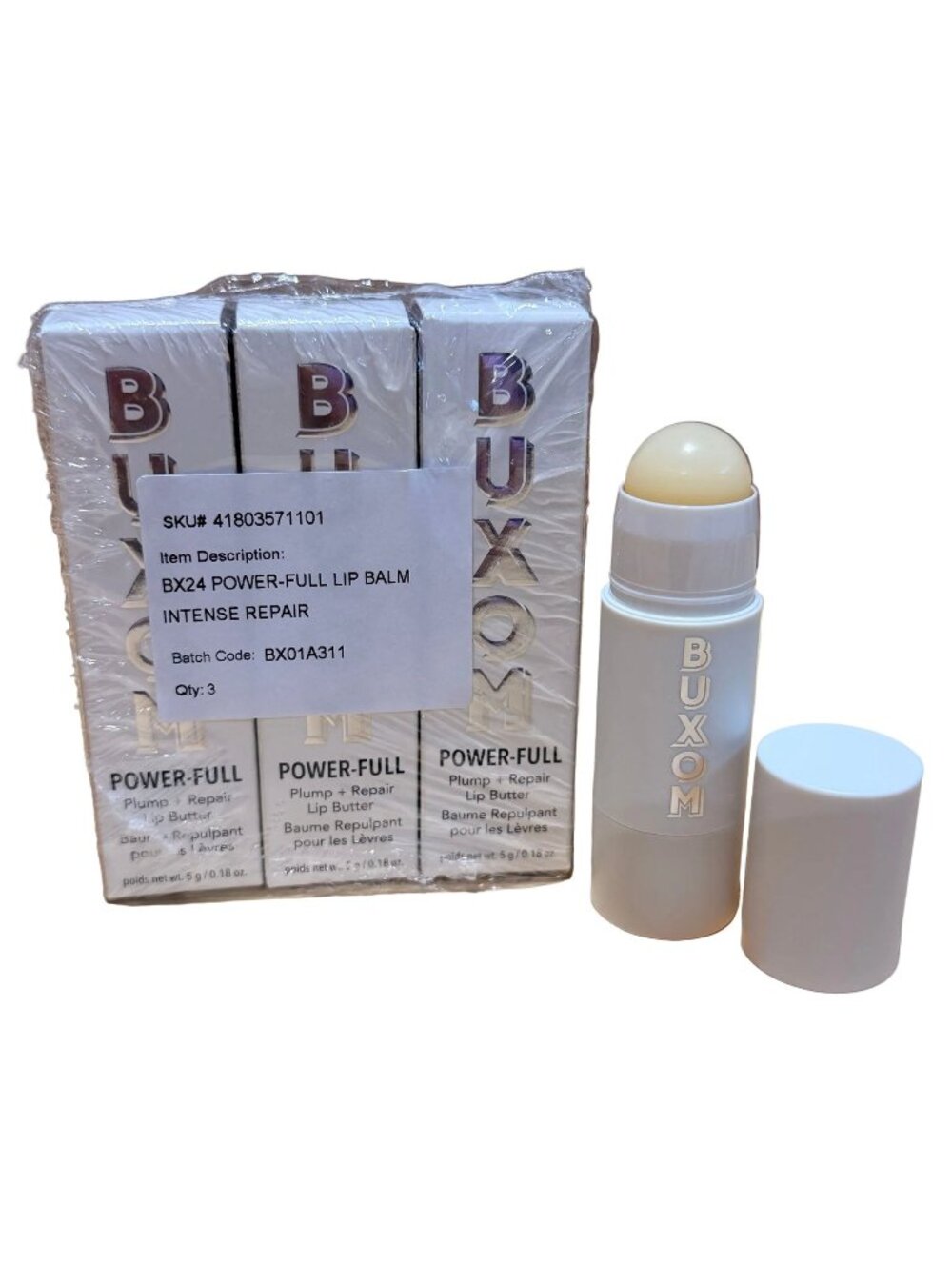 BUXOM Power-Full Plump + Repair Lip Butter - BARE - BUNDLE OF 3